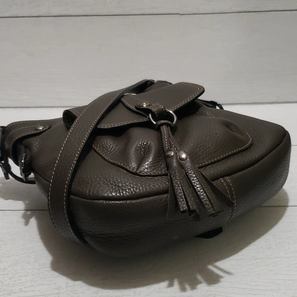 Nobody pebble leather dark green grey crossbody bag